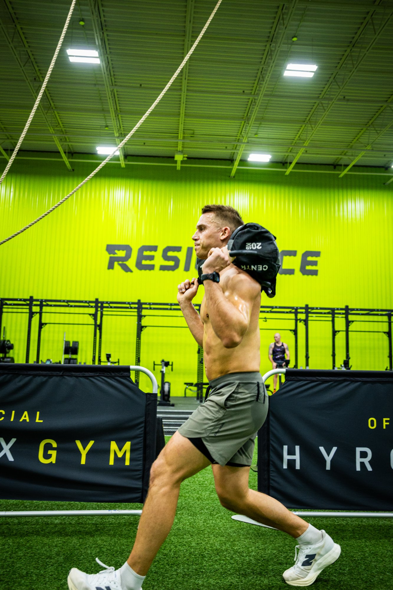 HYROX sandbag carry at Resilience